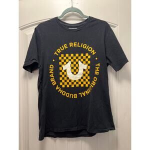 True Religion Men’s Short‎ Sleeve The Original Buddha Graphic Shirt Size L Black